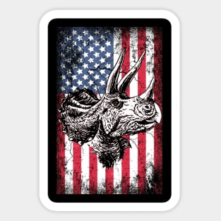 Patriotic Dinosaurs American Flag Sticker